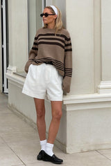 Color Block Stripe Knit Sweater