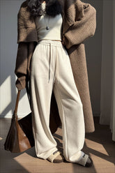 Plush Wool Draped Wide Leg Knit Pants