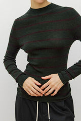 Seamless Crew Neck Striped Knit Top