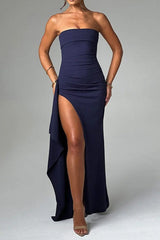 Sexy Strapless Slit Evening Party Dress