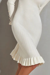 Ruffled Hem Knit Sweater Dress