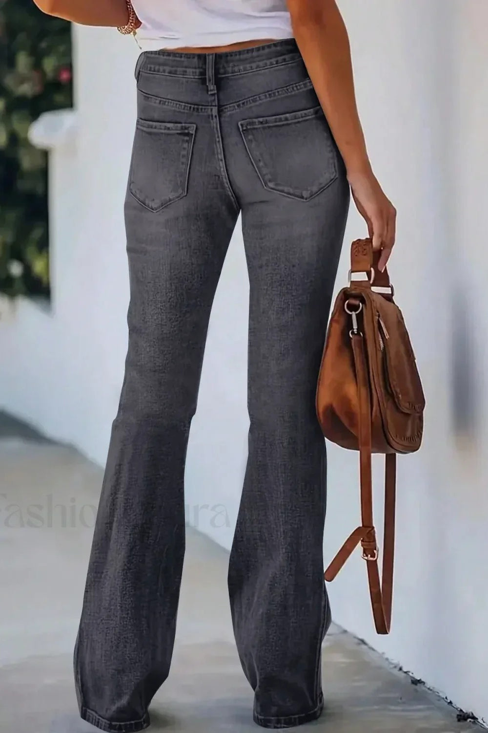 High Waist Flared Denim Jeans Dark Grey / XS