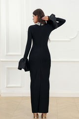 Sparkling Round Neck Long Sleeve Bubble Sleeve Formal Dress