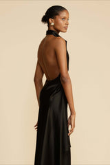 Elegant Satin Slit Backless Party Dress