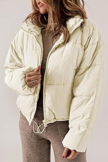 Classic Plain Quilted Puffer Jacket S / Apricot