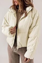 Classic Plain Quilted Puffer Jacket S / Apricot
