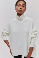 Loose Fit High Neck Sweater White / S