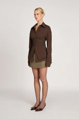 Waist Defining Tie Slim Fit Blouse