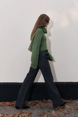 Cropped High Neck Pullover Sweater