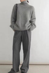 Minimalist Turtleneck Solid Color Loose Fit Knit Sweater