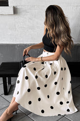 Polka Dot Elastic Waist Skirt