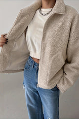 Oversized High Collar Fleece Jacket