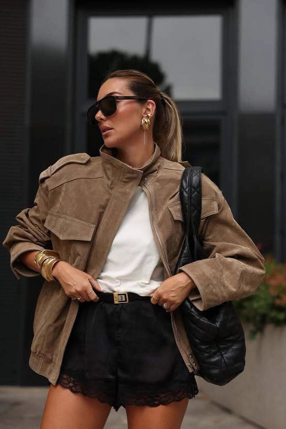 Retro Suede Short Length Jacket S / Khaki