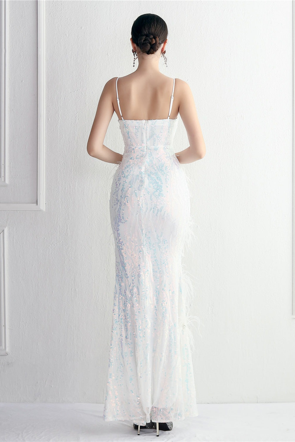 Intricate Beadwork Figure Hugging Gown Formal Dress