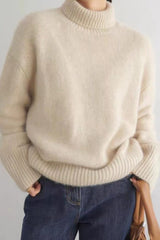 Minimalist Turtleneck Solid Color Loose Fit Knit Sweater