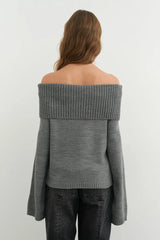 Solid Color Off Shoulder Knitted Sweater
