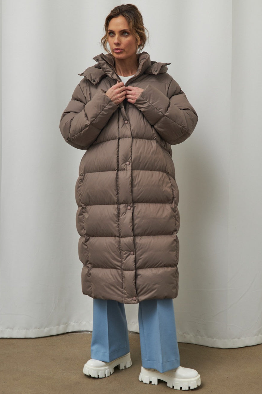 Extra Long Hooded Puffer Jacket