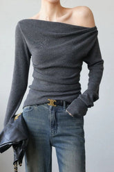 Chic Off Shoulder Fitted Knit Top