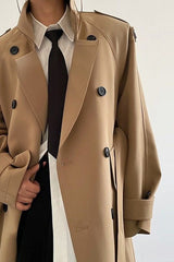 Oversized Lapel Midi Trench Overcoat