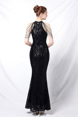 Sequin Halter Mermaid Maxi Party Dress