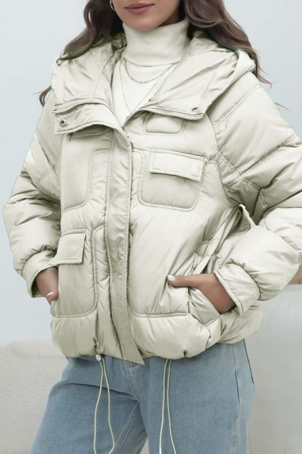 Bright Color Stand Collar Puffer Coat White / S coats
