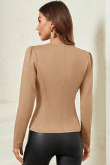 Button Up Fitted Blazer Jacket