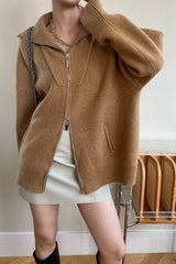 Double Zipper Shawl Collar Sweater