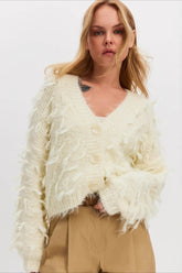 Slouchy V-Neck Tasseled Loose Solid Sweater