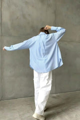 Relaxed Fit Striped Long Sleeve Blouse