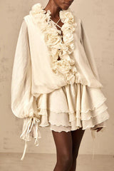 Loose Fit Folded Ruffle Boho Dress