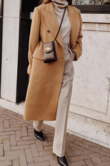 Solid Color Double Breast Lapel Overcoat