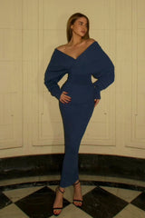 Deep V Backless Knit Sweater Dress