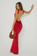 Bow Back Spaghetti Strap Formal Dress