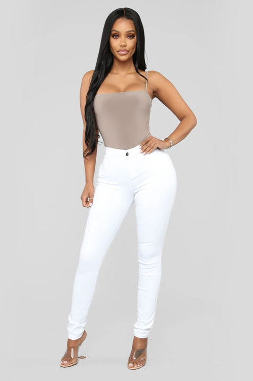 High Waist White Skinny Jeans White / S