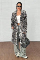 Plush Faux Fur Mid-Length Overcoat