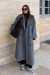 Solid Color Long Sleeve Trench Overcoat