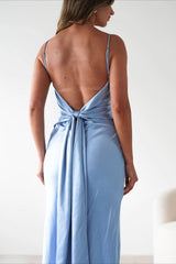 Satin Backless Tie Party Dress