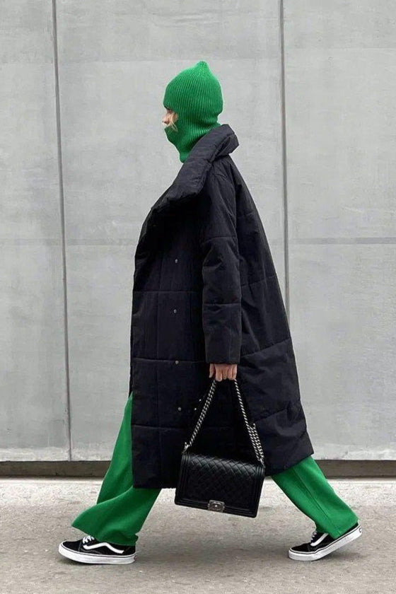 Long Stand Collar Relaxed Quilted Puffer Jacket