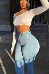 Mid Waist Stretch Skinny Jeans