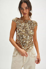 Sequin Backless Pullover Tank Top