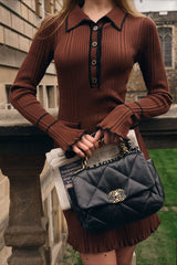 Contrast Ruffle Collar Sweater Dress