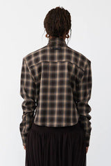 Asymmetric Slim Fit Plaid Blouse