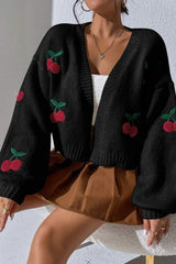 Embroidered Knit Open Front Sweater