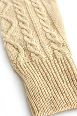 Long Sleeve Cable Knit Backless Sweater Dress