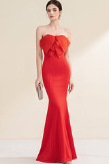 Elegant Bustier Mermaid Formal Dress S / Red