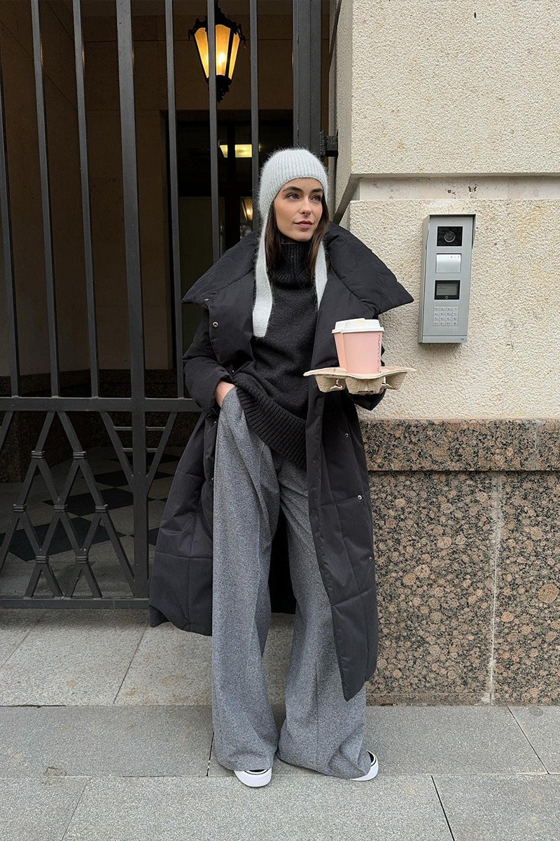 Long Stand Collar Relaxed Quilted Puffer Jacket