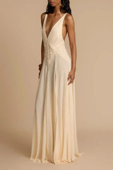 Deep V Neck Lace Patchwork Boho Dress