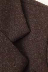 Relaxed Fit Wool Lapel Long Overcoat