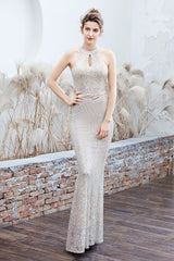 Plunging Neck Mermaid Formal Dress S / Silver