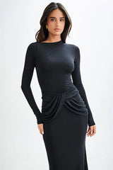 Long Sleeve Crew Neck Maxi Dress
